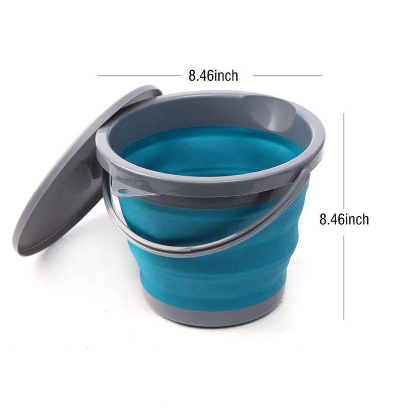 Ahyuan Collapsible Water Bucket with Locking Lid Multifunction Foldable Round Tub Water Pot Portable Water Pail Space Saving Water Container for RV, Camping, Marine, Outdoor Activities and Home (Blue) - Image 4